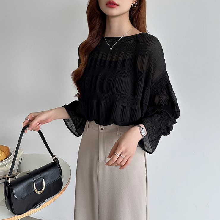 シアーブラウス キャンディスリーブ シャーリングブラウス | COCOMOMO | 詳細画像22 