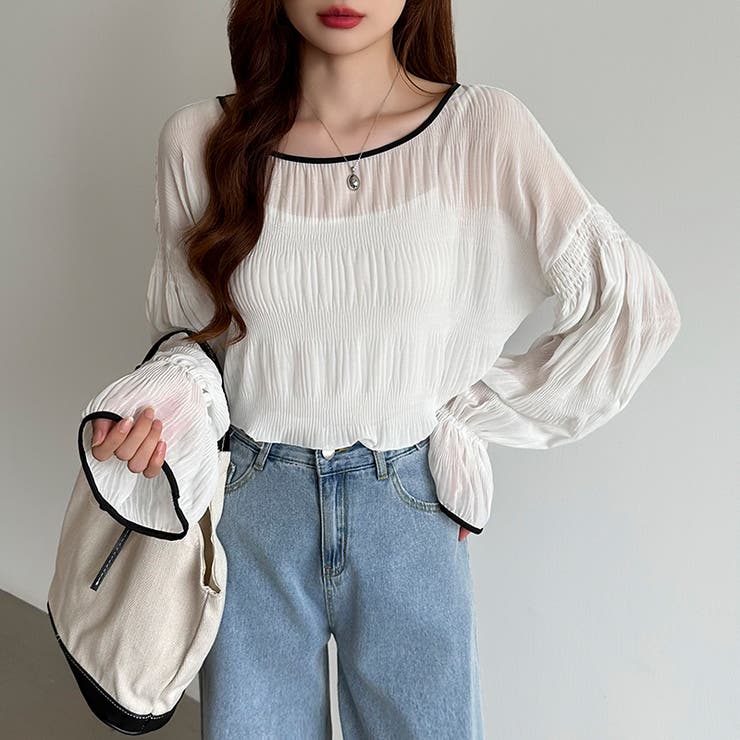 シアーブラウス キャンディスリーブ シャーリングブラウス | COCOMOMO | 詳細画像3 