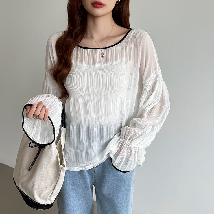 シアーブラウス キャンディスリーブ シャーリングブラウス | COCOMOMO | 詳細画像5 