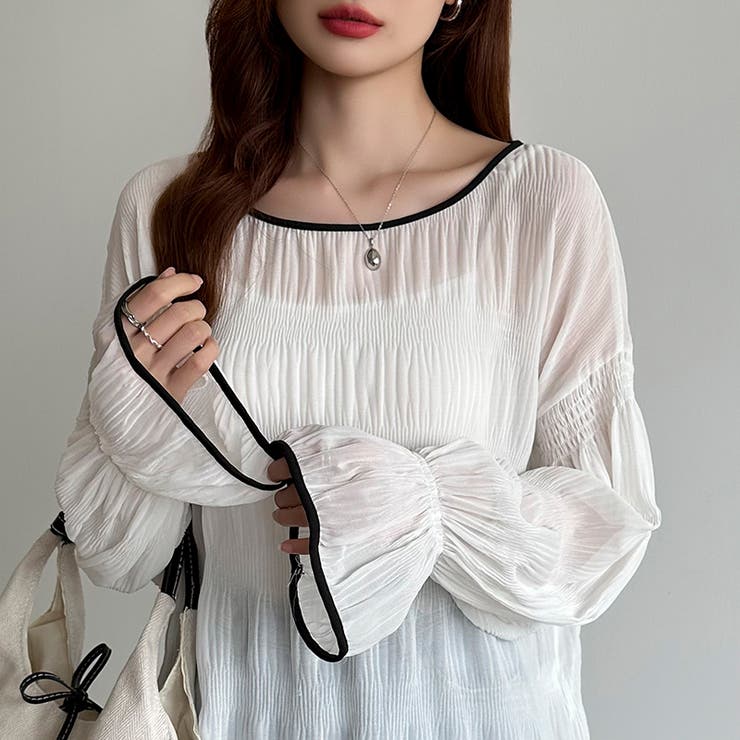 シアーブラウス キャンディスリーブ シャーリングブラウス | COCOMOMO | 詳細画像7 