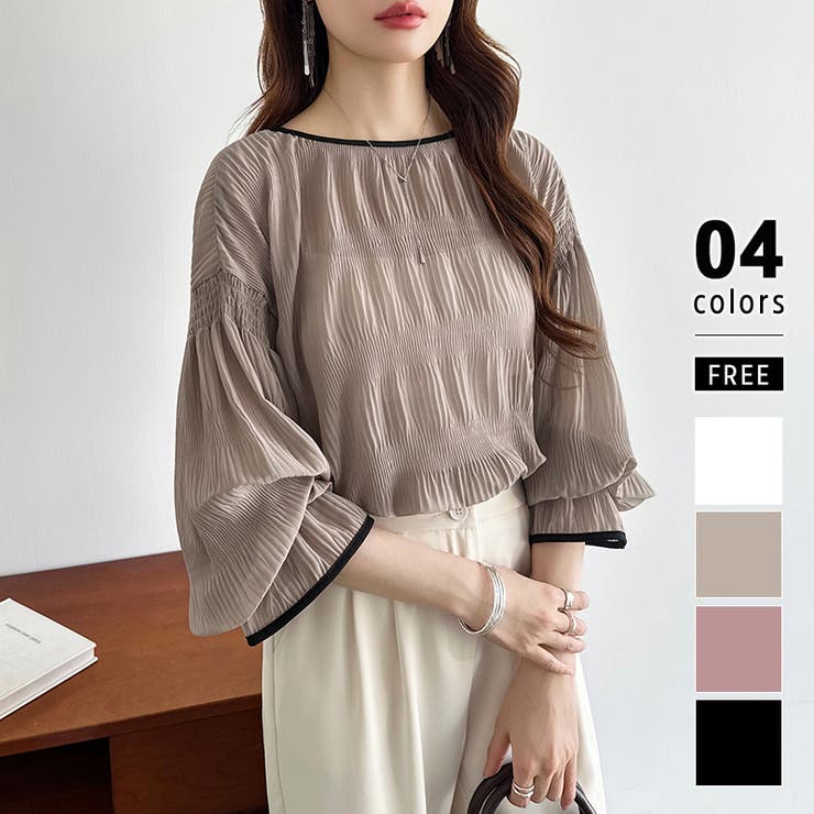 ライトブラウン | シアーブラウス キャンディスリーブ シャーリングブラウス | COCOMOMO