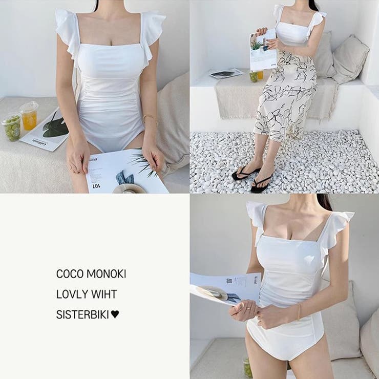 バックオープン フリル水着 モノキニ | COCOMOMO | 詳細画像12 