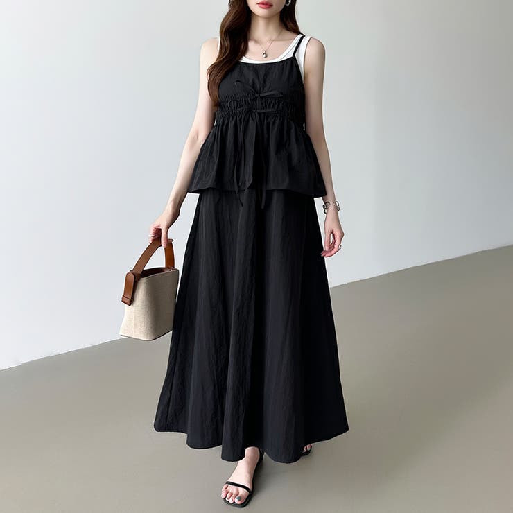 ペプラムキャミワンピース セットアップ風 夏ワンピース | COCOMOMO | 詳細画像10 