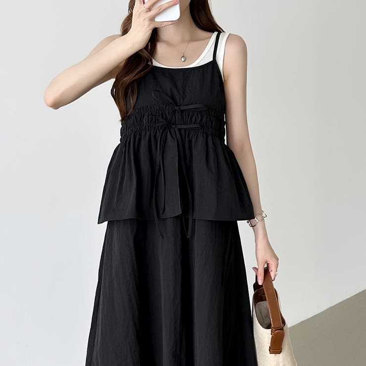 ペプラムキャミワンピース セットアップ風 夏ワンピース | COCOMOMO | 詳細画像15 