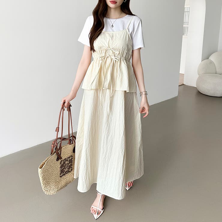 ペプラムキャミワンピース セットアップ風 夏ワンピース | COCOMOMO | 詳細画像2 