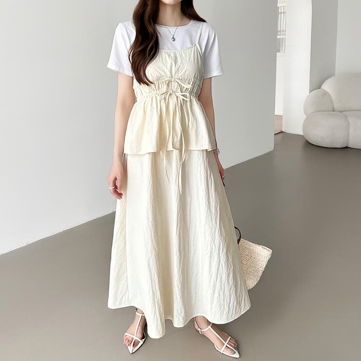 ペプラムキャミワンピース セットアップ風 夏ワンピース | COCOMOMO | 詳細画像3 