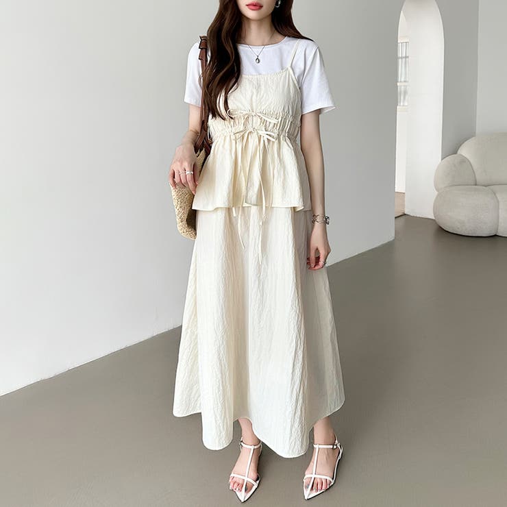 ペプラムキャミワンピース セットアップ風 夏ワンピース | COCOMOMO | 詳細画像4 