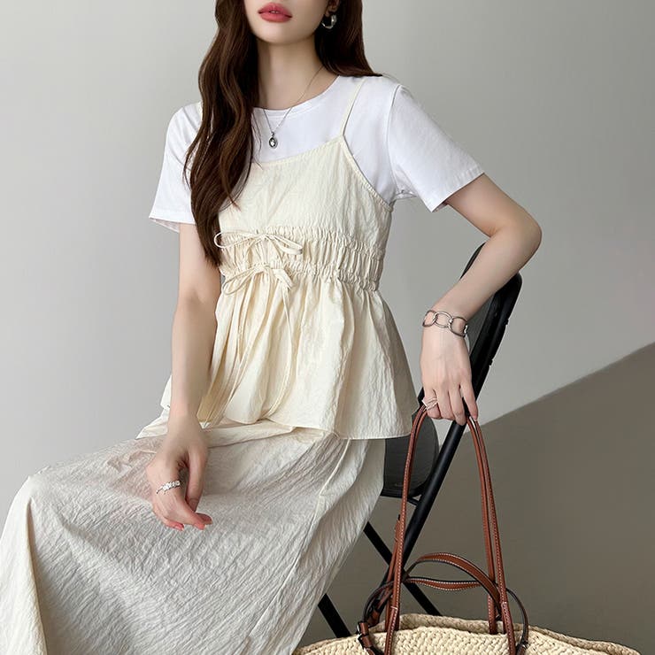 ペプラムキャミワンピース セットアップ風 夏ワンピース | COCOMOMO | 詳細画像7 