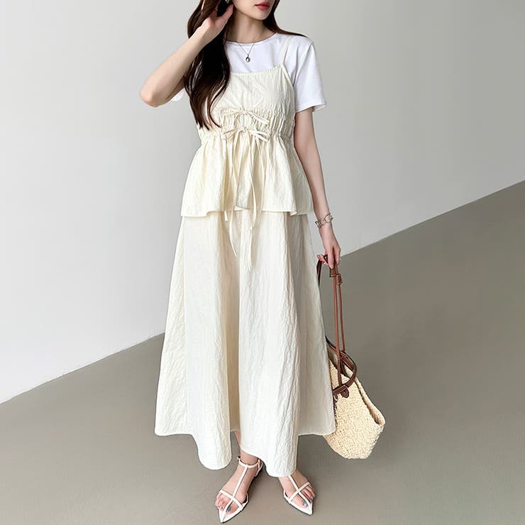 ペプラムキャミワンピース セットアップ風 夏ワンピース | COCOMOMO | 詳細画像8 