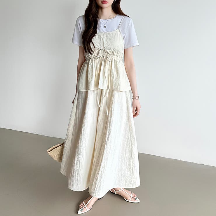 ペプラムキャミワンピース セットアップ風 夏ワンピース | COCOMOMO | 詳細画像9 