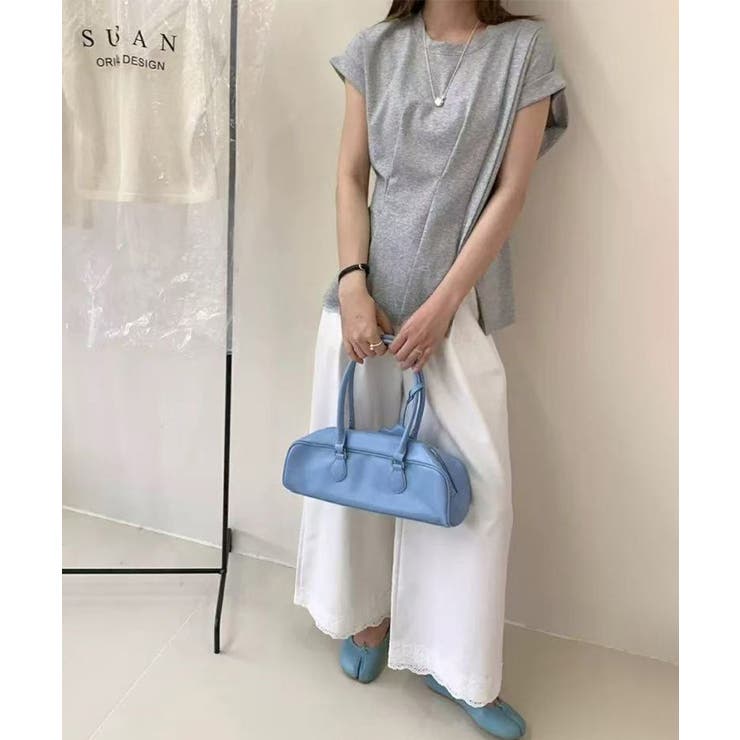 サイドスリット アシメTシャツ フレンチスリーブ | COCOMOMO | 詳細画像2 