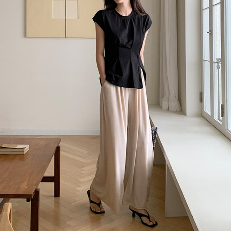 サイドスリット アシメTシャツ フレンチスリーブ | COCOMOMO | 詳細画像14 