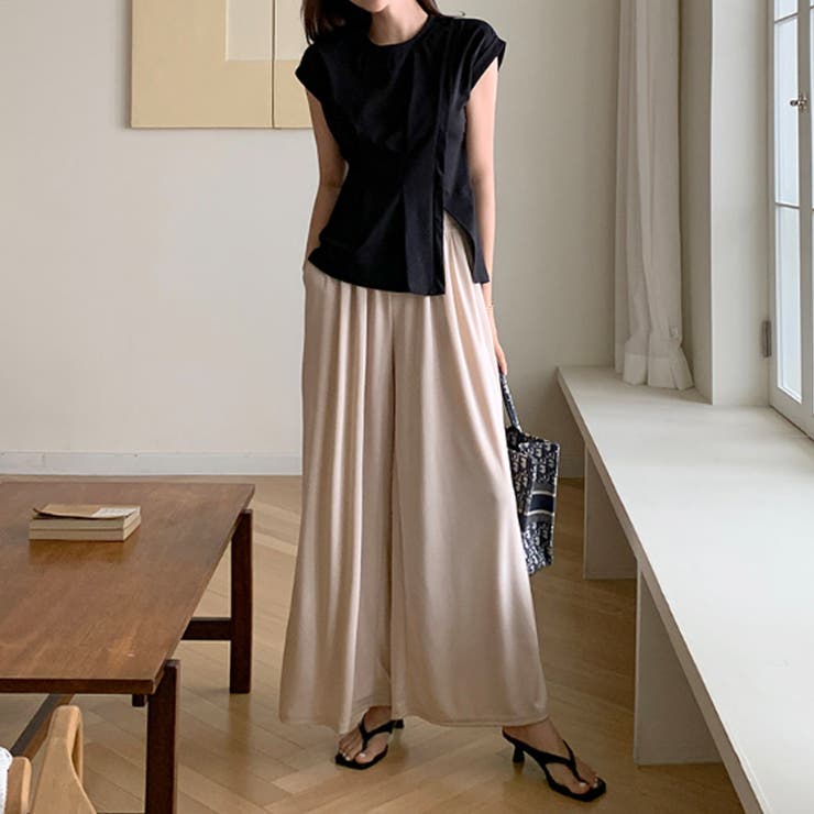 サイドスリット アシメTシャツ フレンチスリーブ | COCOMOMO | 詳細画像15 