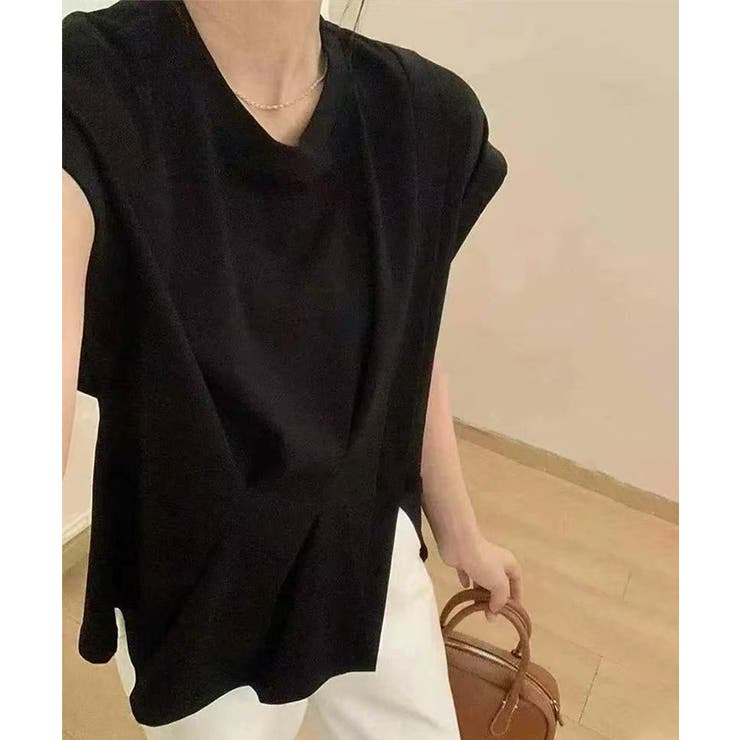 サイドスリット アシメTシャツ フレンチスリーブ | COCOMOMO | 詳細画像8 