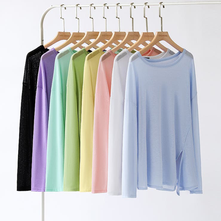 サイドスリットスラブシアーロンT シアートップス シアーカットソー | COCOMOMO | 詳細画像39 