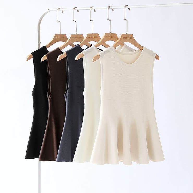 ペプラムトップス ノースリーブ くびれニット | COCOMOMO | 詳細画像34 