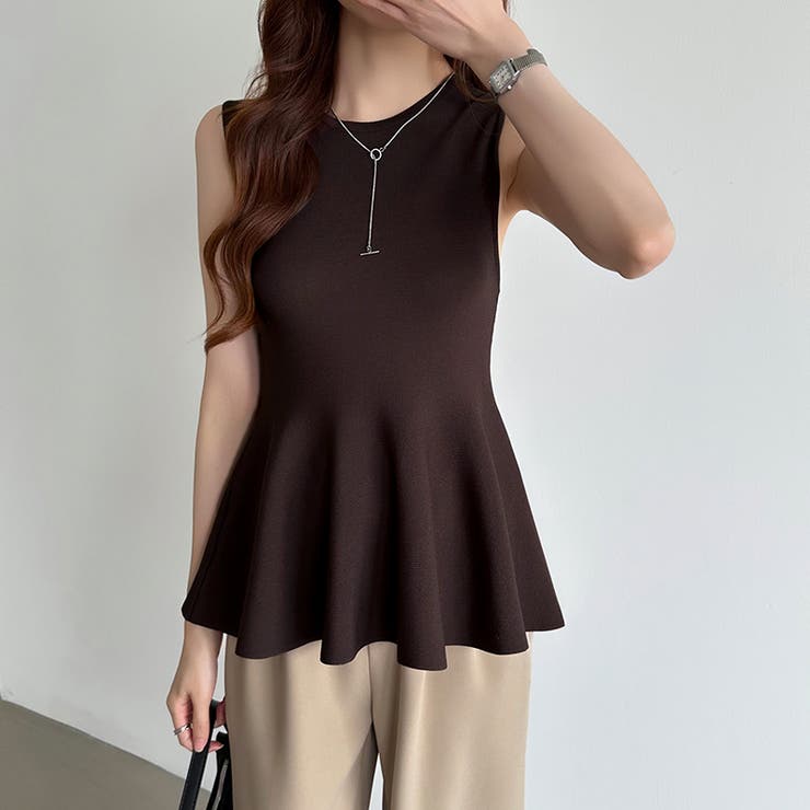 ペプラムトップス ノースリーブ くびれニット | COCOMOMO | 詳細画像13 