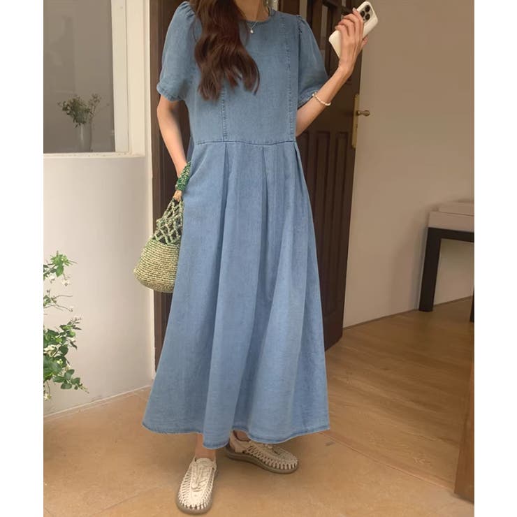 大人気！まとめ一覧 着痩せデニムブルー DEAL COCO ロング