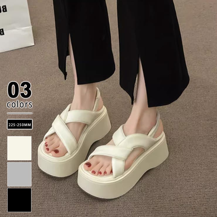 アイボリー | 厚底サンダル クロスベルトサンダル サンダル | COCOMOMO