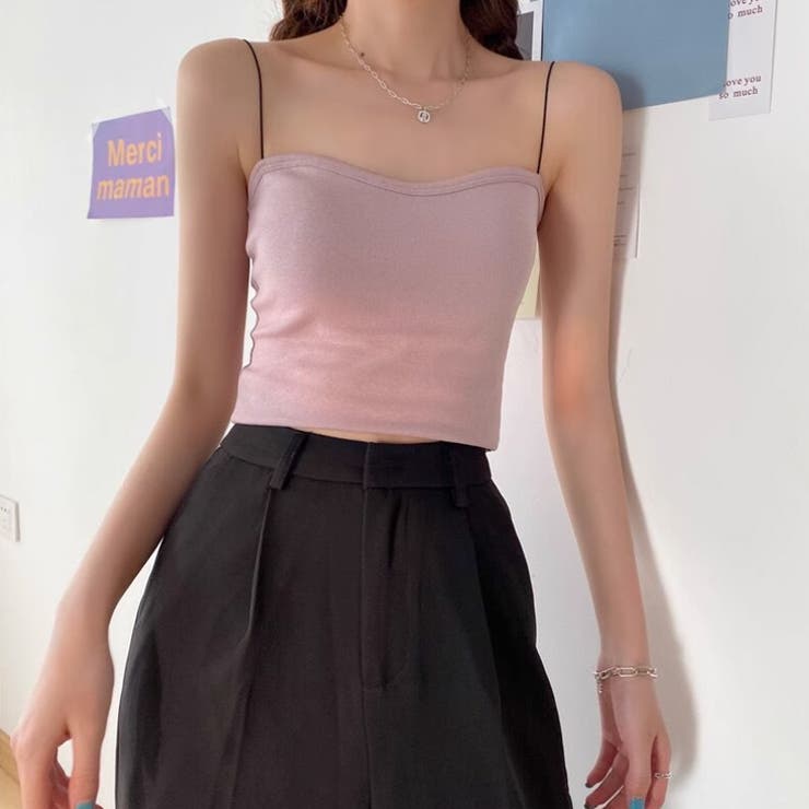 カップ付きキャミソール クロップド丈キャミソール ブラトップ | COCOMOMO | 詳細画像14 