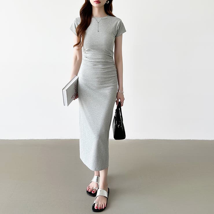 【美シルエット】 ウエストギャザーワンピース Tシャツワンピース | COCOMOMO | 詳細画像10 