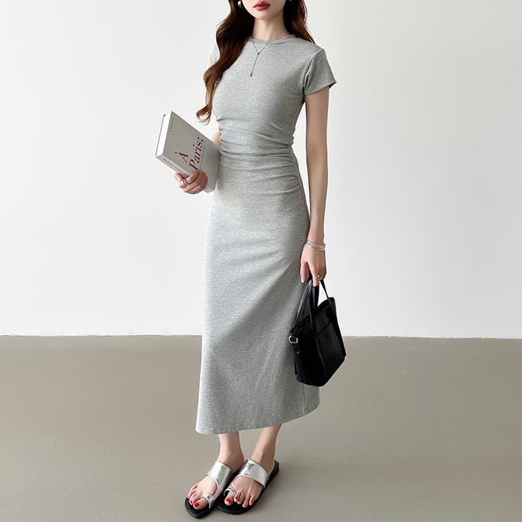 【美シルエット】 ウエストギャザーワンピース Tシャツワンピース | COCOMOMO | 詳細画像11 