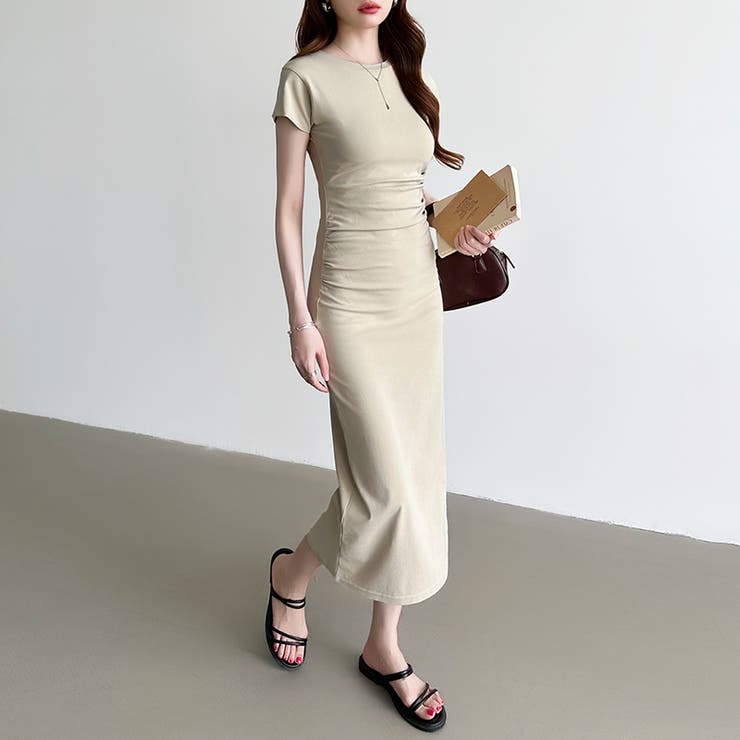 【美シルエット】 ウエストギャザーワンピース Tシャツワンピース | COCOMOMO | 詳細画像20 