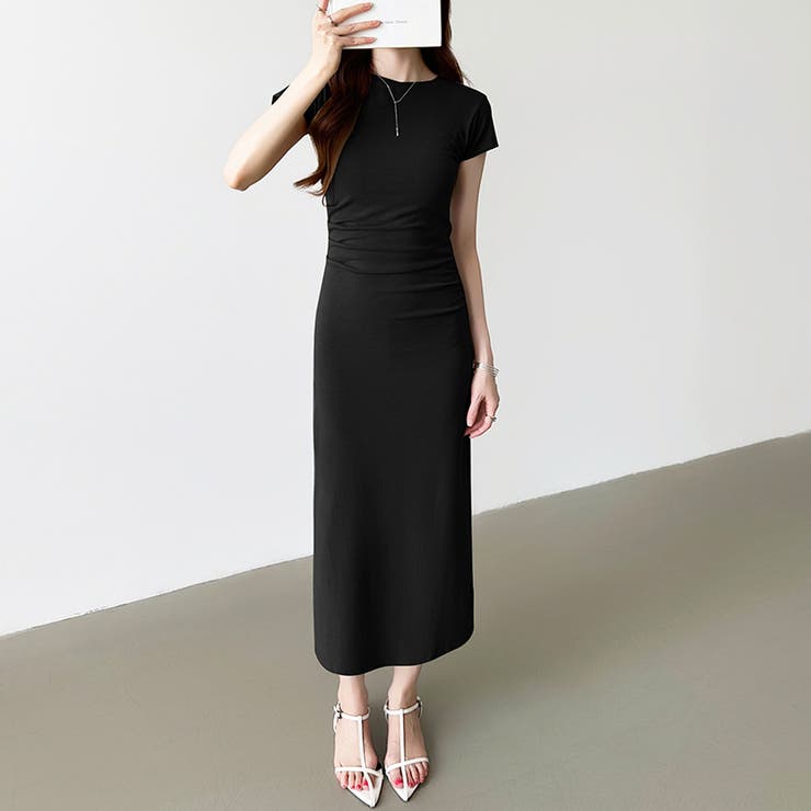 【美シルエット】 ウエストギャザーワンピース Tシャツワンピース | COCOMOMO | 詳細画像27 