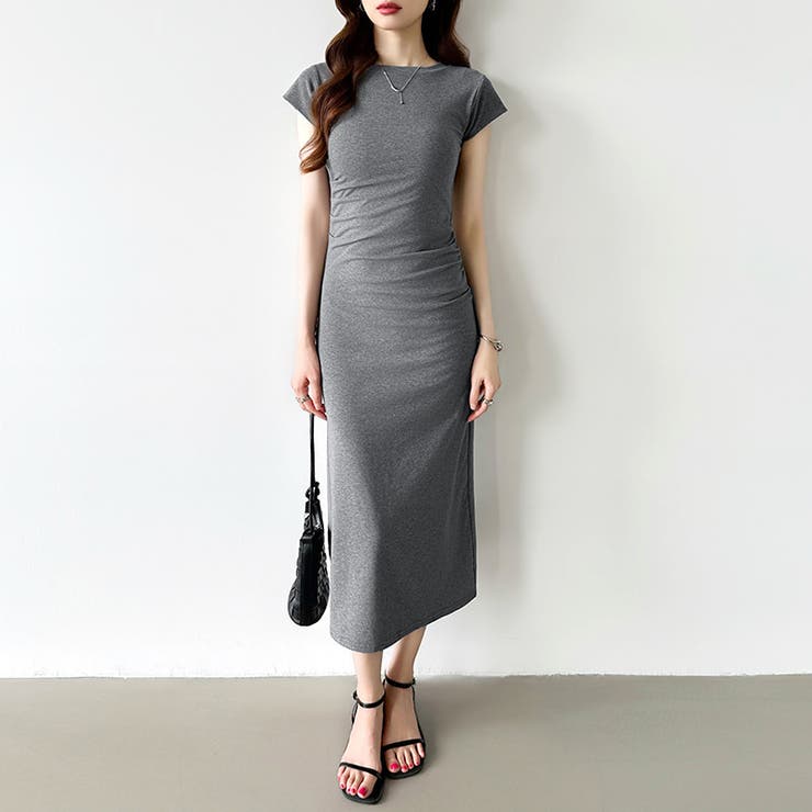 【美シルエット】 ウエストギャザーワンピース Tシャツワンピース | COCOMOMO | 詳細画像28 