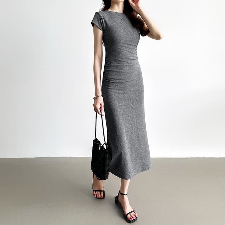 【美シルエット】 ウエストギャザーワンピース Tシャツワンピース | COCOMOMO | 詳細画像29 