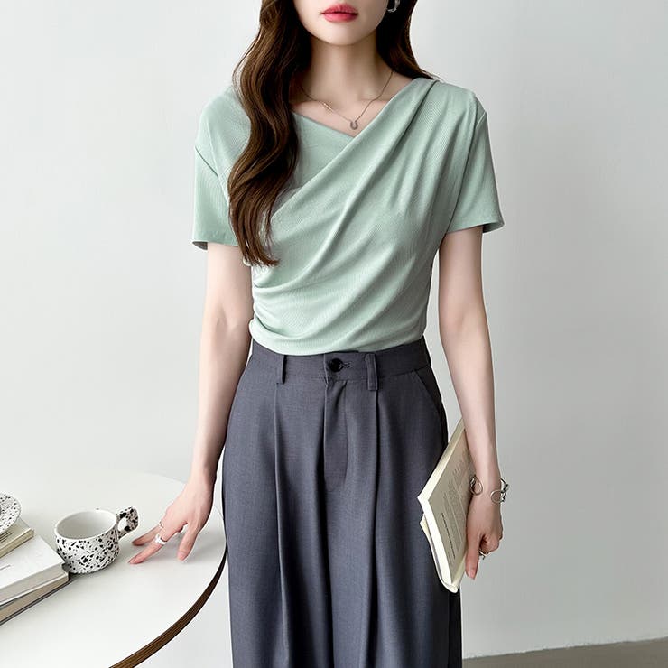 オフショル ドレープネックトップス 夏トップス | COCOMOMO | 詳細画像7 