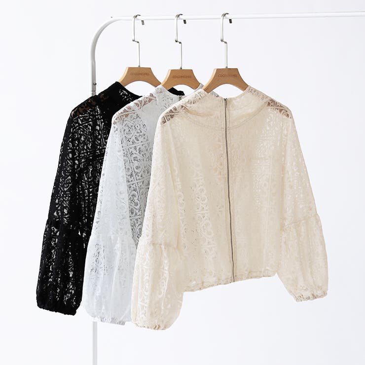 パネルレースシアーブルゾン レースパーカー ショート丈 | COCOMOMO | 詳細画像22 