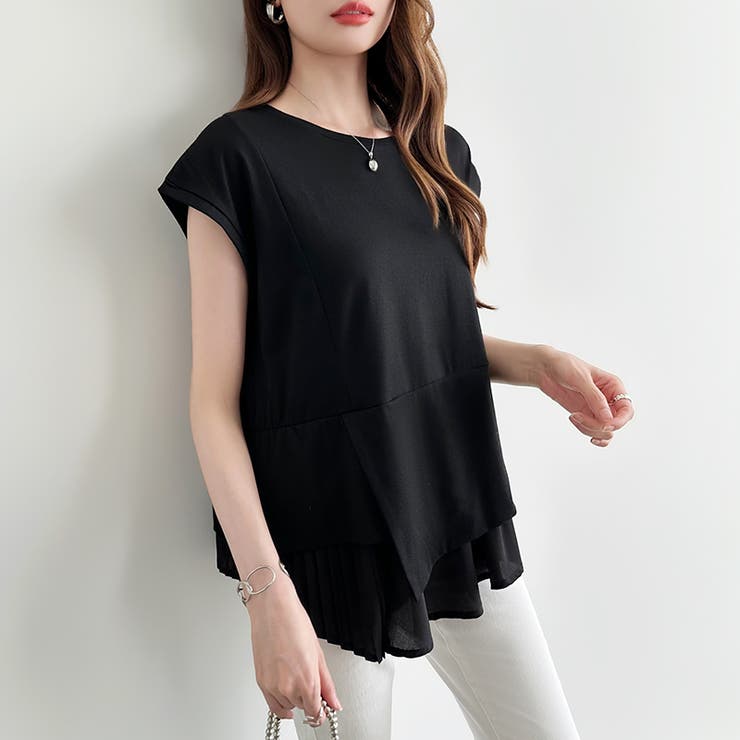 バックプリーツ Tシャツ フレンチスリーブ | COCOMOMO | 詳細画像10 