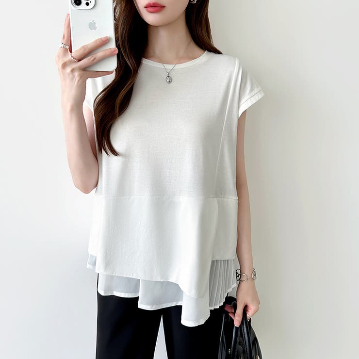 バックプリーツ Tシャツ フレンチスリーブ | COCOMOMO | 詳細画像3 