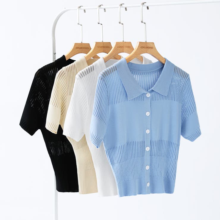 透かし編み ポロニット サマーニット | COCOMOMO | 詳細画像19 