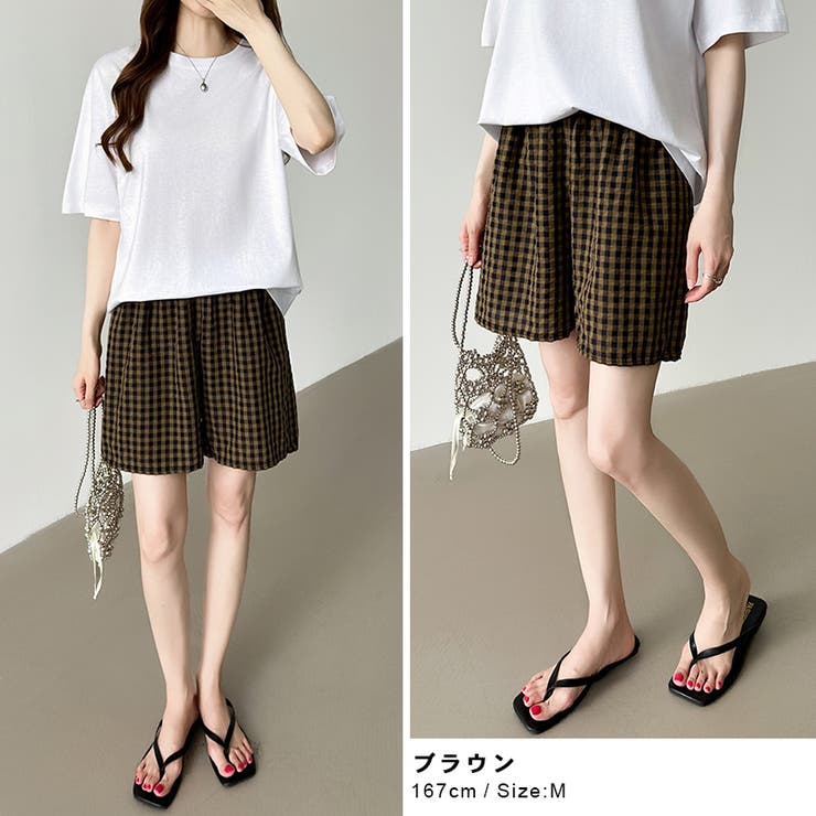 ギンガムチェックパンツ ショートパンツ ルームウェア | COCOMOMO | 詳細画像18 