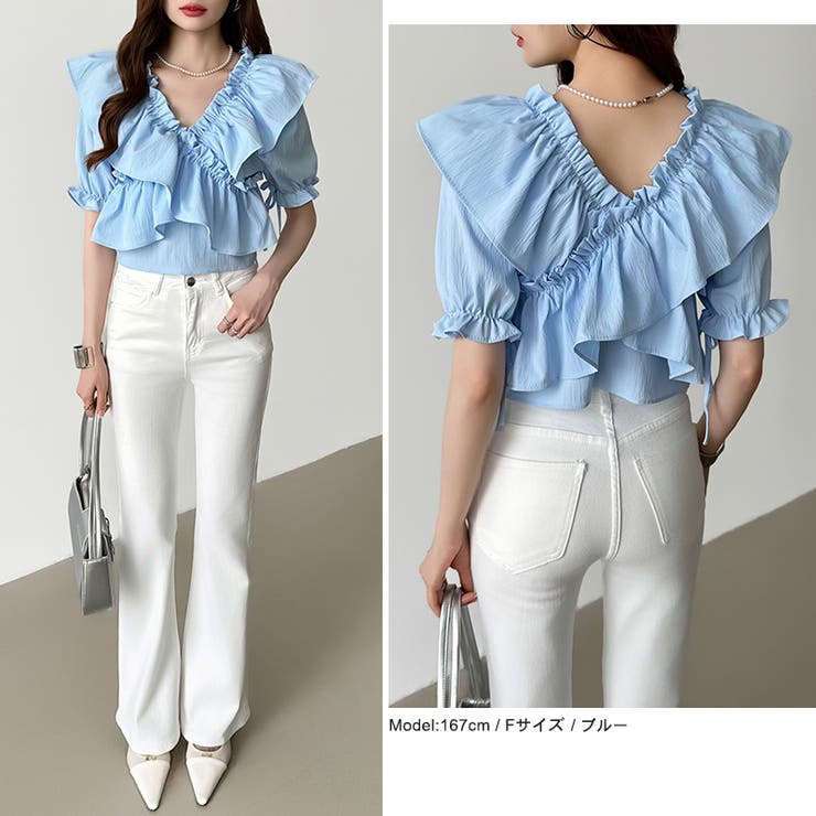 フリルブラウス オフショルダー 夏トップス | COCOMOMO | 詳細画像21 