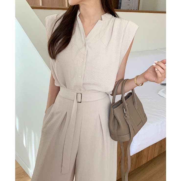 セットアップ夏 ノースリーブシャツ ワイドパンツ | COCOMOMO | 詳細画像2 