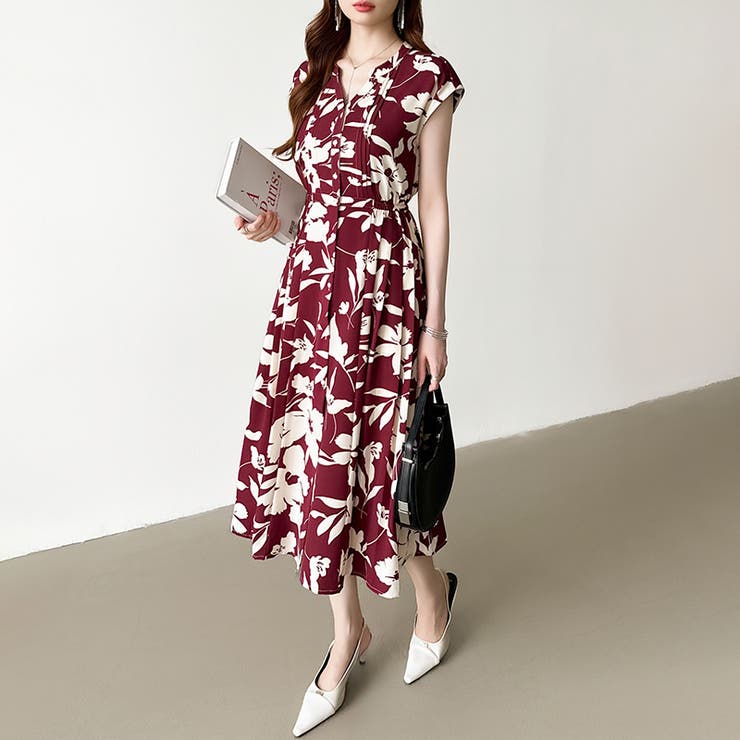 フレンチスリーブワンピース 夏ワンピース 総柄ワンピース | COCOMOMO | 詳細画像41 