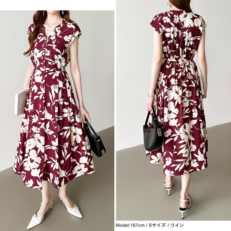 フレンチスリーブワンピース 夏ワンピース 総柄ワンピース | COCOMOMO | 詳細画像44 