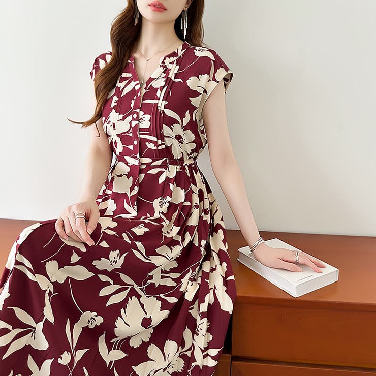 フレンチスリーブワンピース 夏ワンピース 総柄ワンピース | COCOMOMO | 詳細画像46 