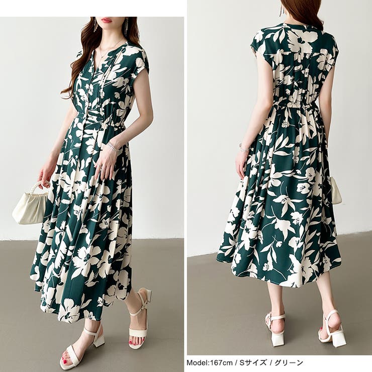 フレンチスリーブワンピース 夏ワンピース 総柄ワンピース | COCOMOMO | 詳細画像51 