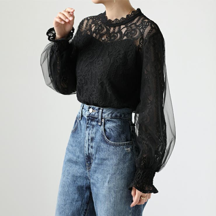 レース チュニック 花柄 総レース ブラウス 長袖 白 黒 生成り トップス 品番 Cocw Cocomomo ココモモ のレディースファッション通販 Shoplist ショップリスト
