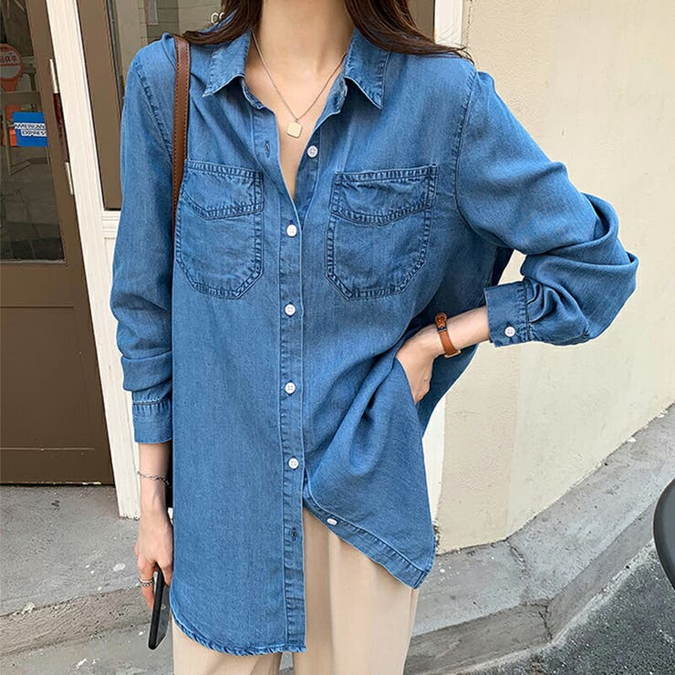 デニムシャツ ダンガリーシャツ ロングシャツ オーバーシャツ