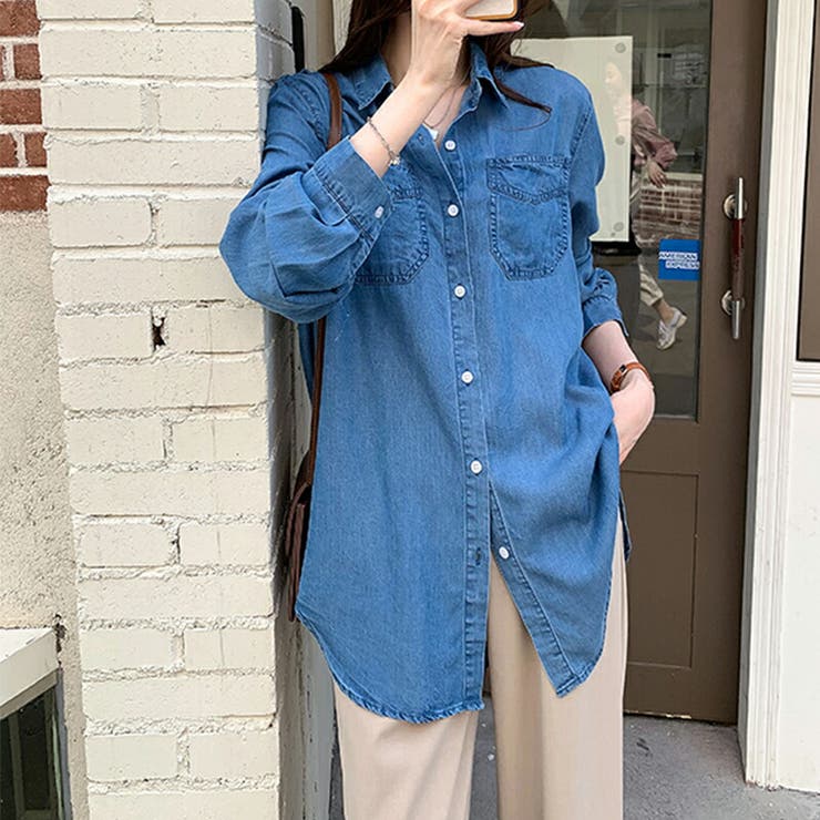 デニムシャツ ダンガリーシャツ ロングシャツ オーバーシャツ