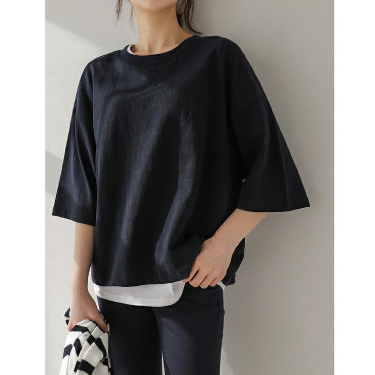 5色展開五分丈Tシャツ クルーネックTシャツ レディースTシャツ[品番：COCW0003046]｜COCOMOMO（ココモモ）のレディース ファッション通販｜SHOPLIST（ショップリスト）