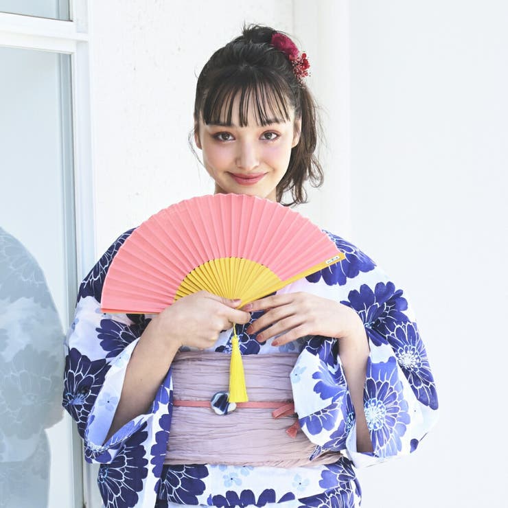 大人ゆかた最高級綿麻浴衣古典桜団扇浴衣着物としても着用可