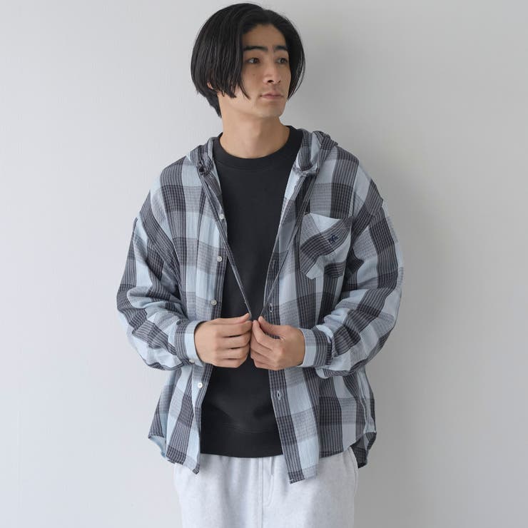 【WEB限定】POLO BCS（ポロ ビーシーエス）ガーゼチェックシャツパーカー | coen【men】 | 詳細画像10 