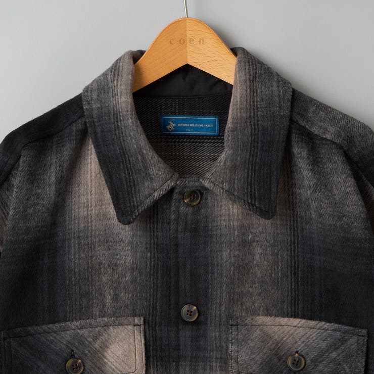 【WEB限定】POLO BCS 起毛シャギーチェックCPOシャツ（BLACK） | coen【men】 | 詳細画像3 