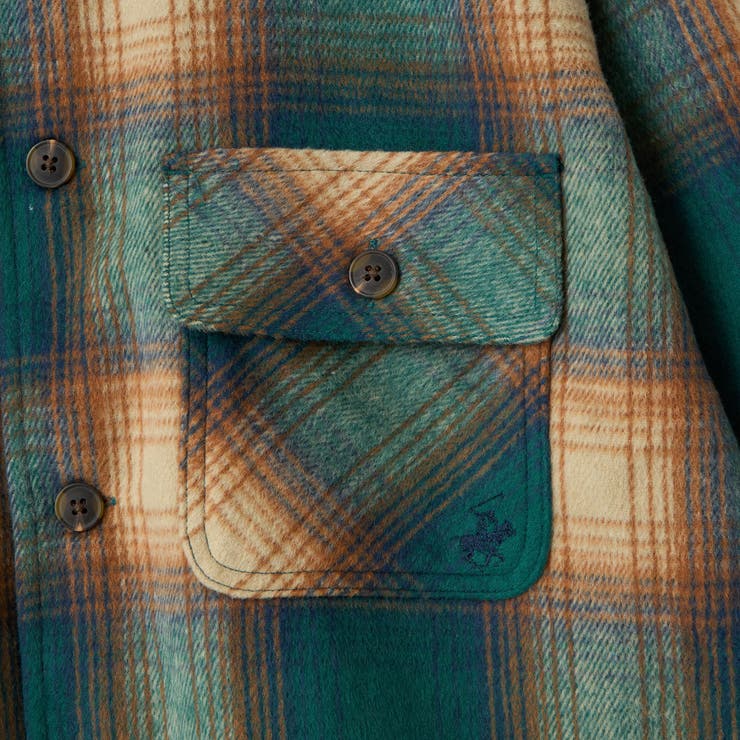 【WEB限定】POLO BCS 起毛シャギーチェックCPOシャツ（KELLY） | coen【men】 | 詳細画像15 